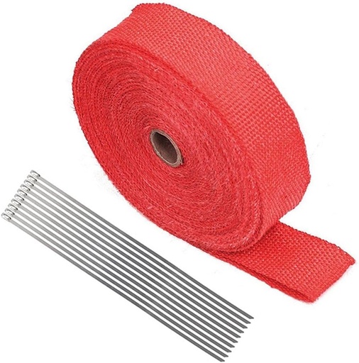 [EW30507] 15 Meter Exhaust/Header Wrap Roll - Red لفافة عازل حراري للعادم / الهدرز