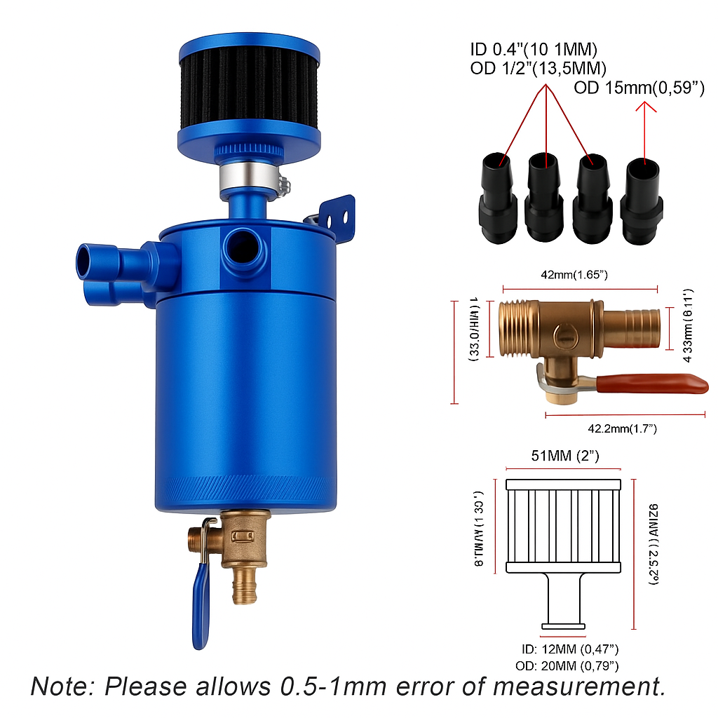 Universal Oil Catch Can 150ML - Blue جي تك كاتش كان 150 مل - أزرق