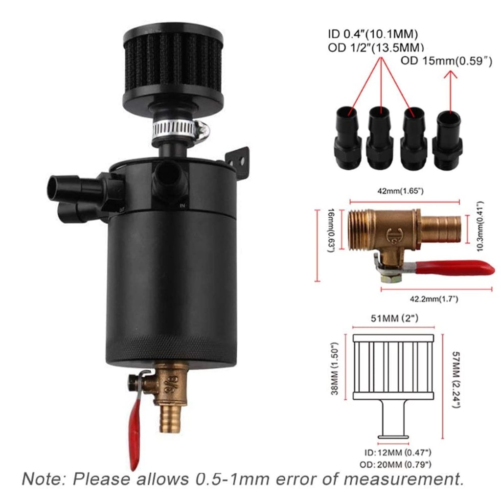 Universal Oil Catch Can 150ML - Black جي تك كاتش كان 150 مل - أسود