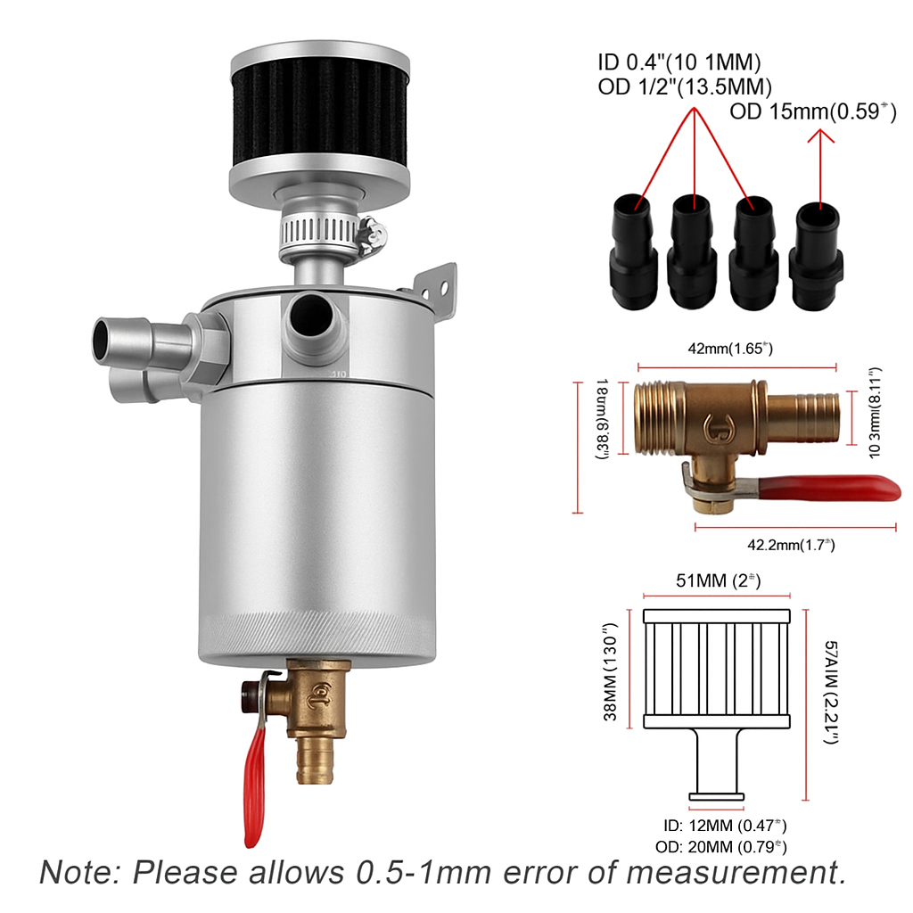 Universal Oil Catch Can 150ML - Silver جي تك كاتش كان 150 مل - فضة