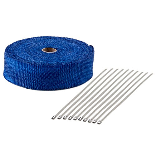 15 Meter Exhaust/Header Wrap Roll - Blue لفافة عازل حراري للعادم / الهدرز