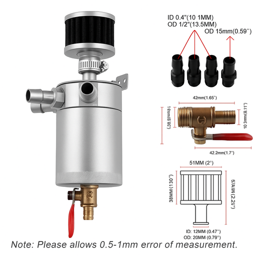 [G150 ml Silver] Universal Oil Catch Can 150ML - Silver جي تك كاتش كان 150 مل - فضة